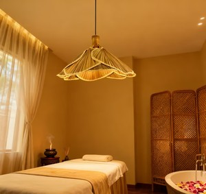 Lampe suspendue en feuilles de palmier tissées à la main, style bohème Wabi Sabi, rustique, pour chambre à coucher, café, maison d'hôtes, décoration de plafond intérieur - Product Image 3