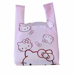 Pink Garbage bag Household portable thickened cartoon printed vest Car convenient bags Garbage belt cleaning bag