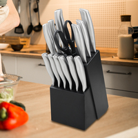 Vente en gros Manche creux en acier inoxydable Ensemble de 14 couteaux de cuisine Bloc à couteaux
