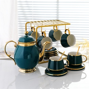 Offre Spéciale : Ensembles de Luxe Nordiques en Céramique Verte pour Café et Thé, Accessoires de Cuisine Dorés - Product Image 4