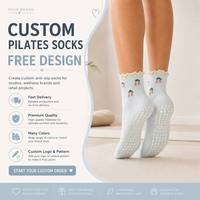 Calcetines de Yoga Personalizables para Mujer, Antideslizantes con Puntos de Silicona, Puño con Volantes Decorativos, OEM, Calcetines de Pilates, MOQ Bajo Disponible