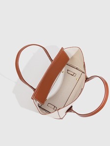 Sac fourre-tout en toile pour femme <span class=keywords><strong>ZA</strong></span>, grande capacité, sac à main de créateur avec garniture en cuir PU, sac à bandoulière élégant pour le travail et l'usage quotidien - Product Image 3