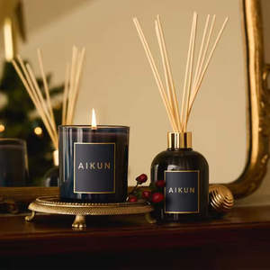 Ensemble cadeau de bougie parfumée et de diffuseur de roseaux AIKUN Valentine, luxe, fait main, cire de soja biologique, boîte verte pour les invités de mariage et de vacances - Product Image 4