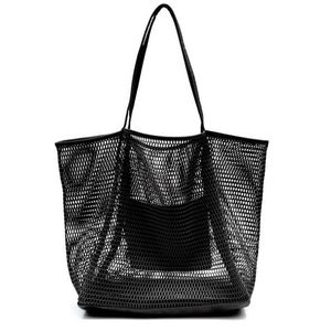 Sac à bandoulière pliable en maille pour femme, sac de plage portable en maille pour pique-nique et vacances, vente chaude - Product Image 6