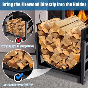 Support <span class=keywords><strong>de</strong></span> bois <span class=keywords><strong>de</strong></span> chauffage intérieur avec porte-bûches en bois pour accessoires <span class=keywords><strong>de</strong></span> <span class=keywords><strong>cheminée</strong></span> - Product Image 5