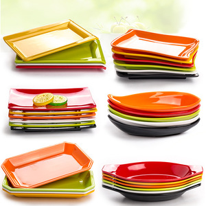 Colored Melamine Rectangular <b>Plates</b> For Snacks Hot Pot Barbecue Party Tableware Solid Color Dishes - Product Image 1