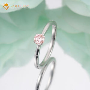 Bague de fiançailles vintage unisexe en platine PT950 Goldleafgem avec moissanite rose taille ronde 1, 2 ou 3 carats, sertie à griffes, pour usage quotidien - Product Image 6