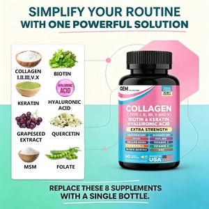 Capsules de collagène OEM pour femmes, complément multi-collagène complexe avec vitamine C, biotine et kératine, croissance de la peau, des cheveux et des ongles - Product Image 4
