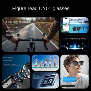 Occhiali Intelligenti OEM CY01 con Fotocamera, <span class=keywords><strong>Traduzione</strong></span> in Tempo Reale, Controllo Touch, Chiamate, Musica, WiFi, Foto, Batteria da 270mAh, <span class=keywords><strong>Software</strong></span> Integrato - Product Image 3