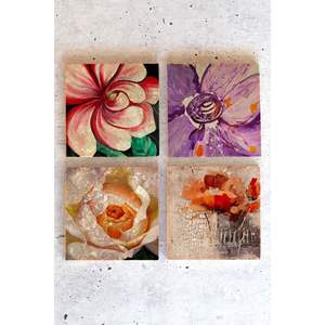 Flower01 Juego de 4 Posavasos de Piedra, Decoración Floral para Mesa y Accesorios - Product Image 1