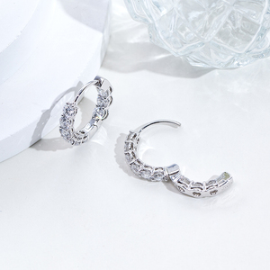Boucles d'oreilles rondes en diamant or blanc 18 carats Messi Jewelry MSE-959 pour femmes - Product Image 4
