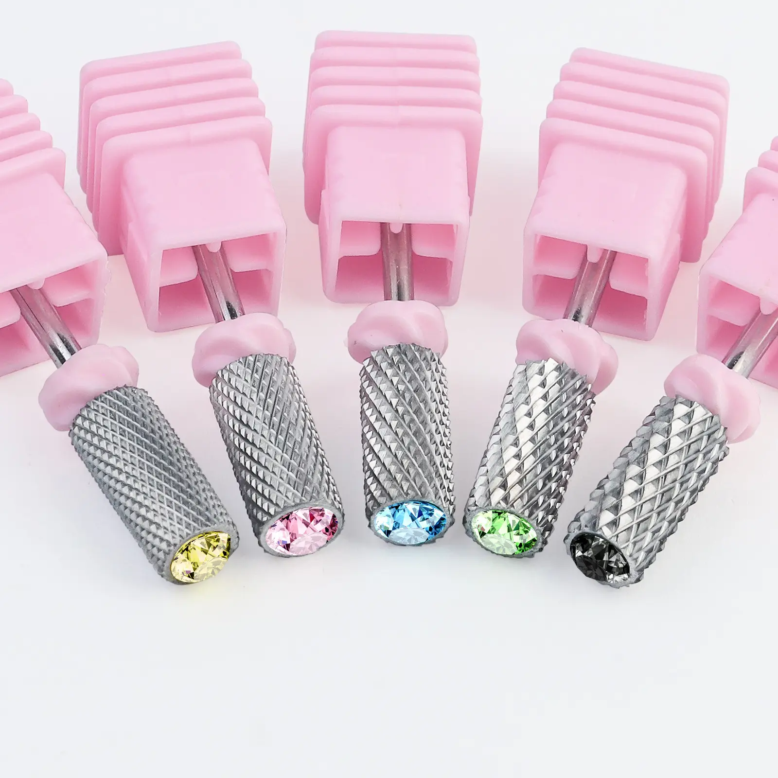 신제품 다이아몬드 텅스텐 스틸 네일 드릴 비트 핑크 케이스 폴란드어 기계 그라인딩 헤드 네일 드릴 비트