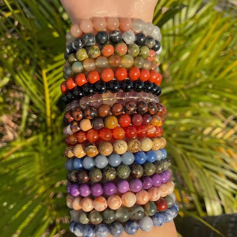 Naturstein Armband Orange Jade - Chakra Kristall Armband Verstellbar