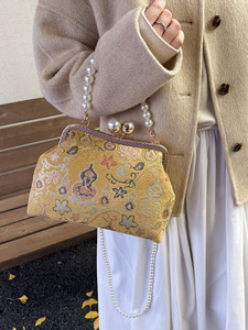 Factory Custom Vintage Fashion Evening Bag <b>Frame</b> Bag <b>Embroidery</b> Hand Carry Chain Crossbody Casual Shoulder Bag - Product Image 6