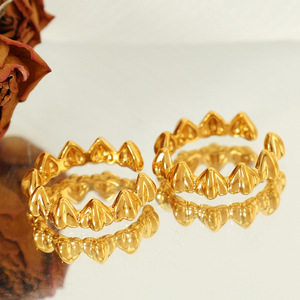 Geometric Irregular <b>Rings</b> For Women Gold Brass <b>Adjustable</b> 7mm Heart Shaped Party Jewelry - Product Image 2