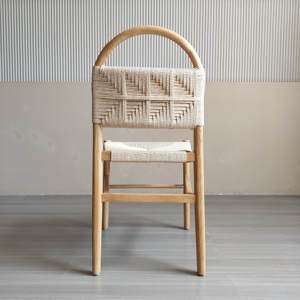 Sedia da pranzo moderna in legno per feste nuziali e per eventi, schienale intrecciato, sedia in corda - Product Image 4