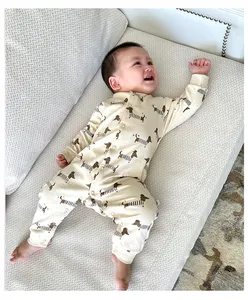 2024 स्प्रिंग न्यूबॉर्न बेबी कॉटन जंपसूट प्यारा प्रिंट बच्चा बेबी बॉयज़ गर्ल्स लंबी आस्तीन मुलायम पजामा बॉडीसूट