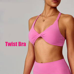 XW-WX801 New Arrivals Stylish Ladies Pilates <strong>Clothes</strong> Naked Feeling Twist <strong>Women's</strong> Crop Tank Top Cross Beautiful Back Sports Bra - Product Image 3