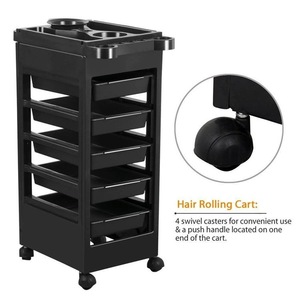 Chariot de rangement pour salon de coiffure, chariot mobile polyvalent à 4 niveaux pour produits de soins personnels et articles divers, noir - Product Image 4