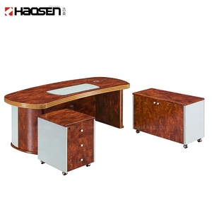 Escritorio de Oficina de Estilo Italiano, Lujoso y Clásico, de PU y MDF, Muebles de Oficina para Jefes, Escritorio Ejecutivo de Madera y Cuero, Mesa de Oficina - Product Image 3