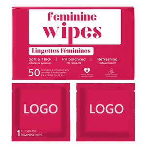 Lingettes féminines individuelles extra-larges pour l'équilibre du pH, avec logo personnalisé, 50 unités, pour les déplacements - Product Image 2