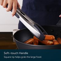Pince alimentaire en silicone à une main avec manche en acier inoxydable Pince de service de cuisine résistante à la chaleur pour barbecue à usage domestique