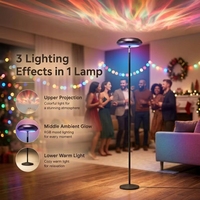 Lámpara de Pie Inteligente RGBIC de 180 cm, Luz Vertical Todo en Uno con Iluminación de Tres Zonas, Perfecta para Todos los Momentos Cálidos y Alegres