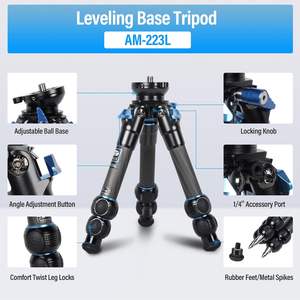 <span class=keywords><strong>Trépied</strong></span> vidéo de voyage <span class=keywords><strong>SIRUI</strong></span> AM223L avec base de nivellement, mini <span class=keywords><strong>trépied</strong></span> de bureau en fibre de carbone pour appareil photo reflex numérique, caméra vidéo, charge maximale - Product Image 5