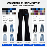 Celana Jeans Wanita High Waist Wide Leg OEM Custom, Denim Washed, Model Longgar, Gaya Vintage Streetwear, Desainer, Celana Panjang
