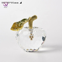 Décoration de bureau originale en émail couleur feuille d'or artisanat léger luxe cristal clair pomme poire pour la décoration intérieure