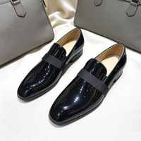 Herren Lederschuhe Schwarz Elastisches Band Slip-on Anzugschuhe Moderne Business Formelle Schuhe Dezenter Luxus Herrenschuhe