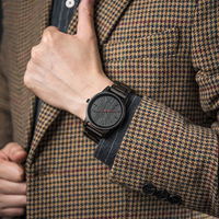 Montre en bois pour hommes Oem Montre-bracelet à quartz tout bois naturel Logo personnalisable
