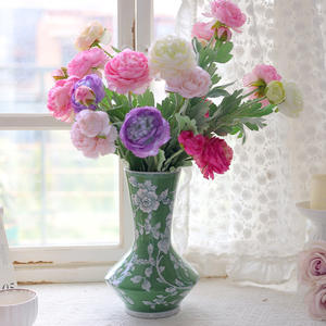 Vase en céramique de Jingdezhen, nouveau vase en porcelaine bleu et blanc de style chinois, vase vert, hydroponique, arrangement floral décoratif - Product Image 4