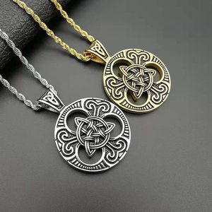 Celtic Knot Pendant Necklace <b>Titanium</b> Steel Round Unisex Fashion Jewelry - Product Image 1