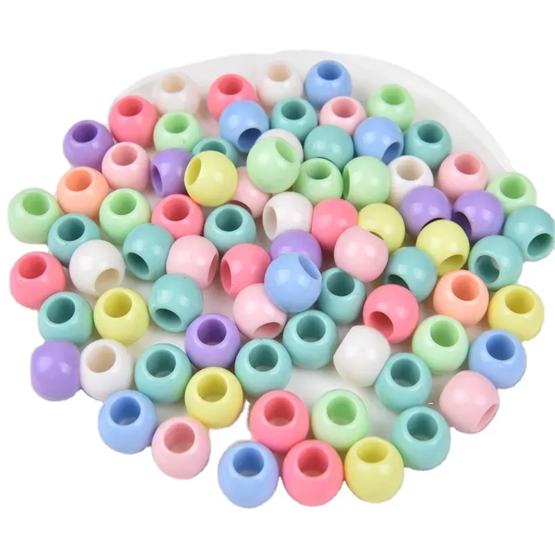 Perles colorées bonbons avec trous, bricolage pour collier, Bracelet, corde à cheveux, perles colorées en acrylique, jouet, accessoires pour vêtements de bricolage, vente en gros, 10 pièces