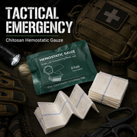 Gaze hémostatique au chitosane pour trousse de premiers secours IFAK 7,5x150cm, pliée en Z, avec fil visible aux rayons X, stérilisée par irradiation, Classe II