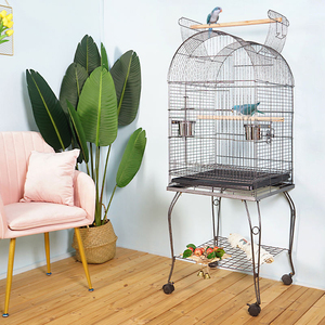 Cage à perroquet professionnelle en métal avec toit ouvrant et support roulant, grande volière durable pour perroquet gris africain - Product Image 3