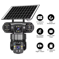 V380 Caméra de sécurité PTZ à énergie solaire WiFi 4G Carte SIM Surveillance extérieure avec vision nocturne IP66 8W Panneau solaire