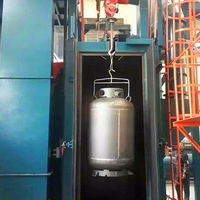Percha tipo gancho de cadena de alta eficiencia, máquina de chorro de tiro para cilindros de Gas