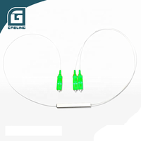 Gcabling China Outdoor 0.9mm Plc Splitter 1x2 2 cara Fiber Optic Splitter PLC Fiber 1/2 dengan sc Apc konektor untuk sistem FTTH