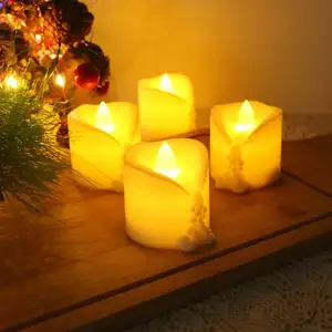 圣诞浪漫婚礼装饰暖白闪光无焰闪烁电子蜡烛灯发光二极管蜡烛