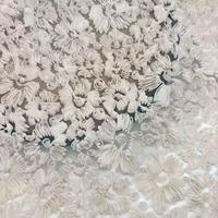Fleur en organza 3D blanche faite à la main, tissu en tulle, dentelle en maille douce pour robe de mariée, robe de soirée