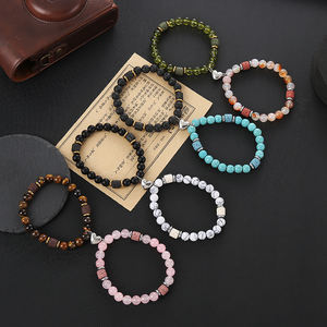 Vente en gros de perles de <span class=keywords><strong>lave</strong></span> faites à la main, bijoux en pierre naturelle, aimants pour la Saint-Valentin, bracelet de couple en perles de pierre naturelle en forme de cœur - Product Image 6