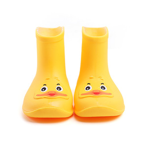 Cute Cartoon Little Yellow <strong>Duck</strong> Children's Unisex Mid-Calf Waterproof <strong>Rain</strong> <strong>Boots</strong> with PVC Upper Polyester Lining - Product Image 1