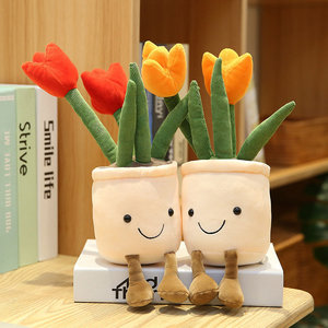 Decoración Creativa para el Hogar, Planta Artificial de Tulipán, Muñeco de Peluche, Flor en Maceta, Adorno de <span class=keywords><strong>35</strong></span> cm, Relleno de Algodón PP para <span class=keywords><strong>SUPER</strong></span> - Product Image 4
