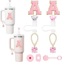 Accessoires personnalisés pour gobelets : Kit de pailles scintillantes, breloques en cristal et autocollants lettres pour gobelets de 30/40 oz – Rose accepté