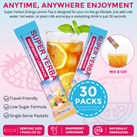 SOLOTREE 30 sachets de poudre de thé instantané Super Yerba Mate, stimulant énergétique, soutien de la concentration intestinale, poudre de thé Yerba Mate pour hommes et femmes