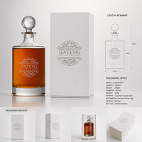 Decantador de Whisky de 1050 ml con Logotipo Personalizado y Tapón de Vidrio, Decantador de Gran Capacidad para Uso Doméstico, para Alcohol, Vino, Brandy
