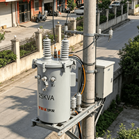 Transformateur de distribution de puissance monophasé YIFA 100KVA, petit modèle, 13.8KV 110V 220V, en cuivre, à bain d'huile, 50/60Hz, monté sur poteau, pour réseau rural