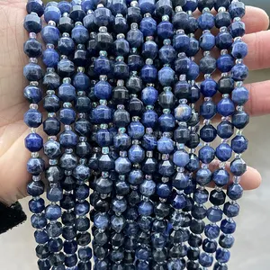 JD Wholesale 6/8/10mm Natural Faceted Loose Gemstone Beads Faceted Natural Sodalite Olive Beads For Jewelry Making